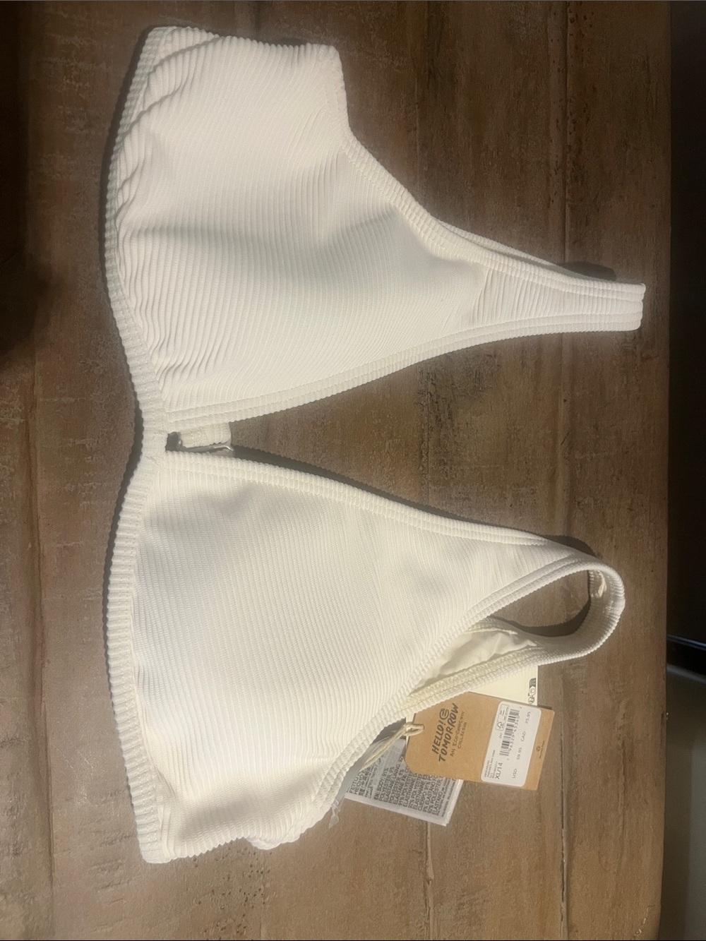 Billabong Cream Ribbed Bikini Top